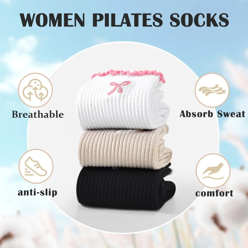 Yoga Fitness Pilates - Meias Profissionais para Yoga, Algodão com